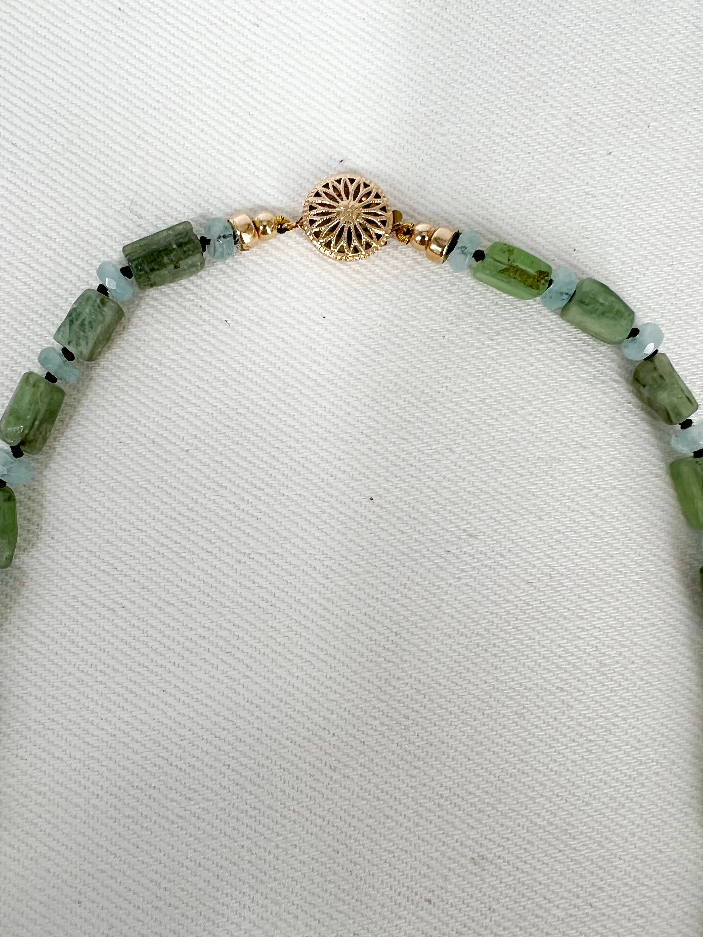 Green Apatite and Aquamarine Necklace