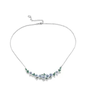 Green Spinel Blooming Enamel Flower Necklace