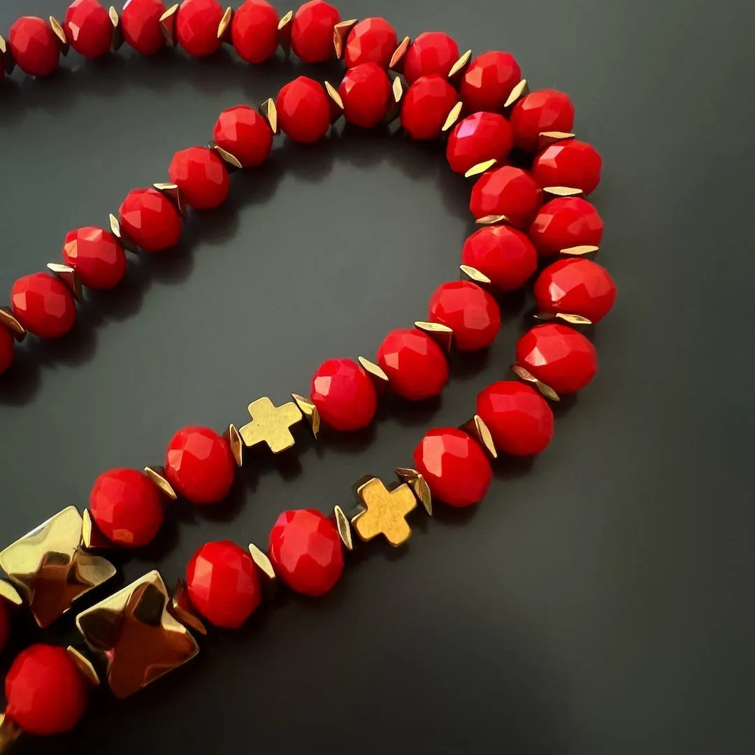 Guardian Angel Faravahar Pendant Good Life Red Beaded Necklace