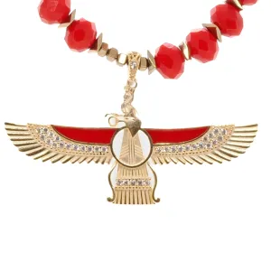 Guardian Angel Faravahar Pendant Good Life Red Beaded Necklace