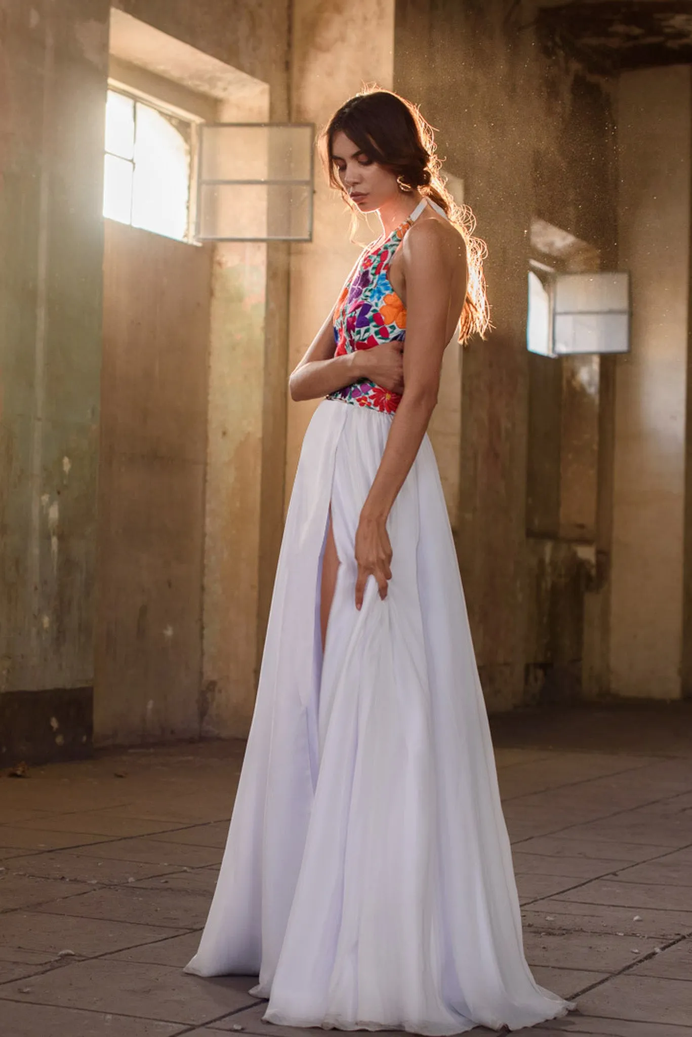 Halter Bride Embroidered Dress