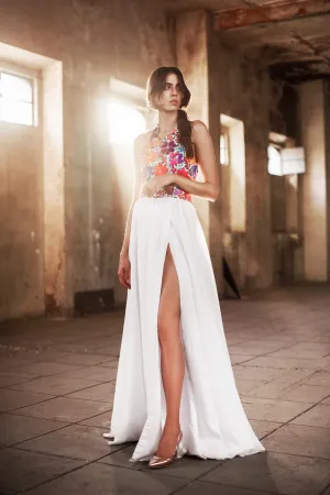 Halter Bride Embroidered Dress