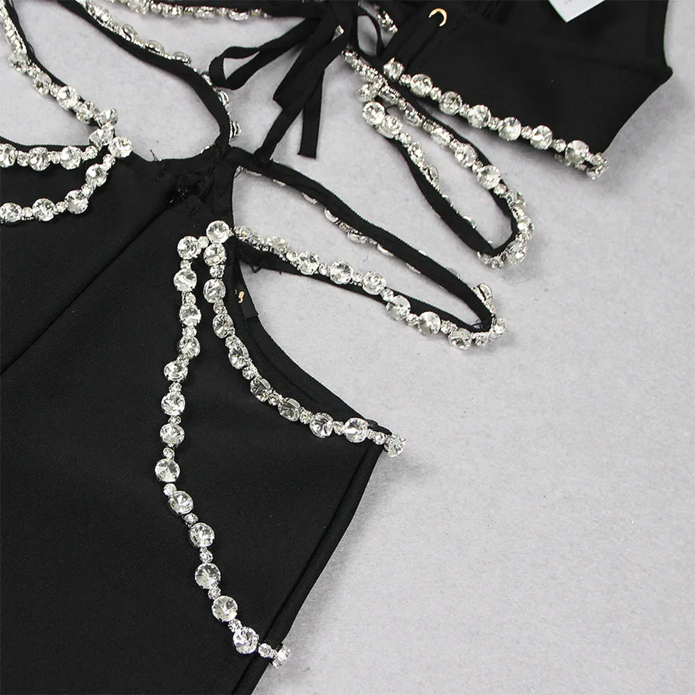 Halter Sleeveless Rhinestone Bandage Set HL9565