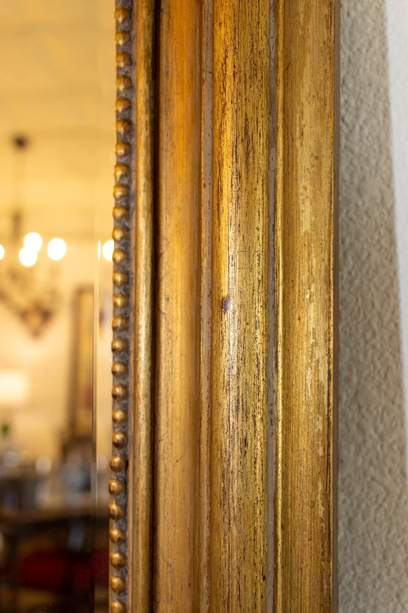 Hand-Carved Napoleon III Style Gilt Louis Philippe Beveled Glass Dressing Mirror