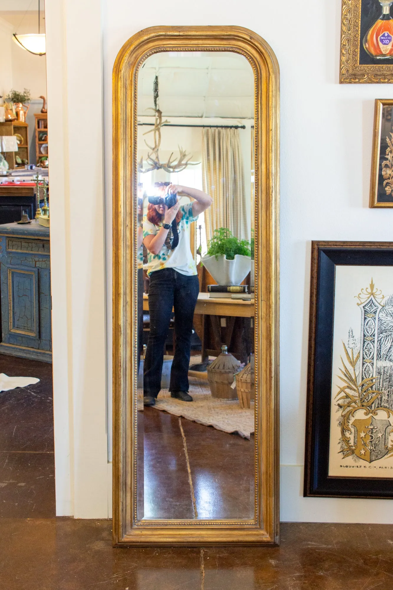 Hand-Carved Napoleon III Style Gilt Louis Philippe Beveled Glass Dressing Mirror