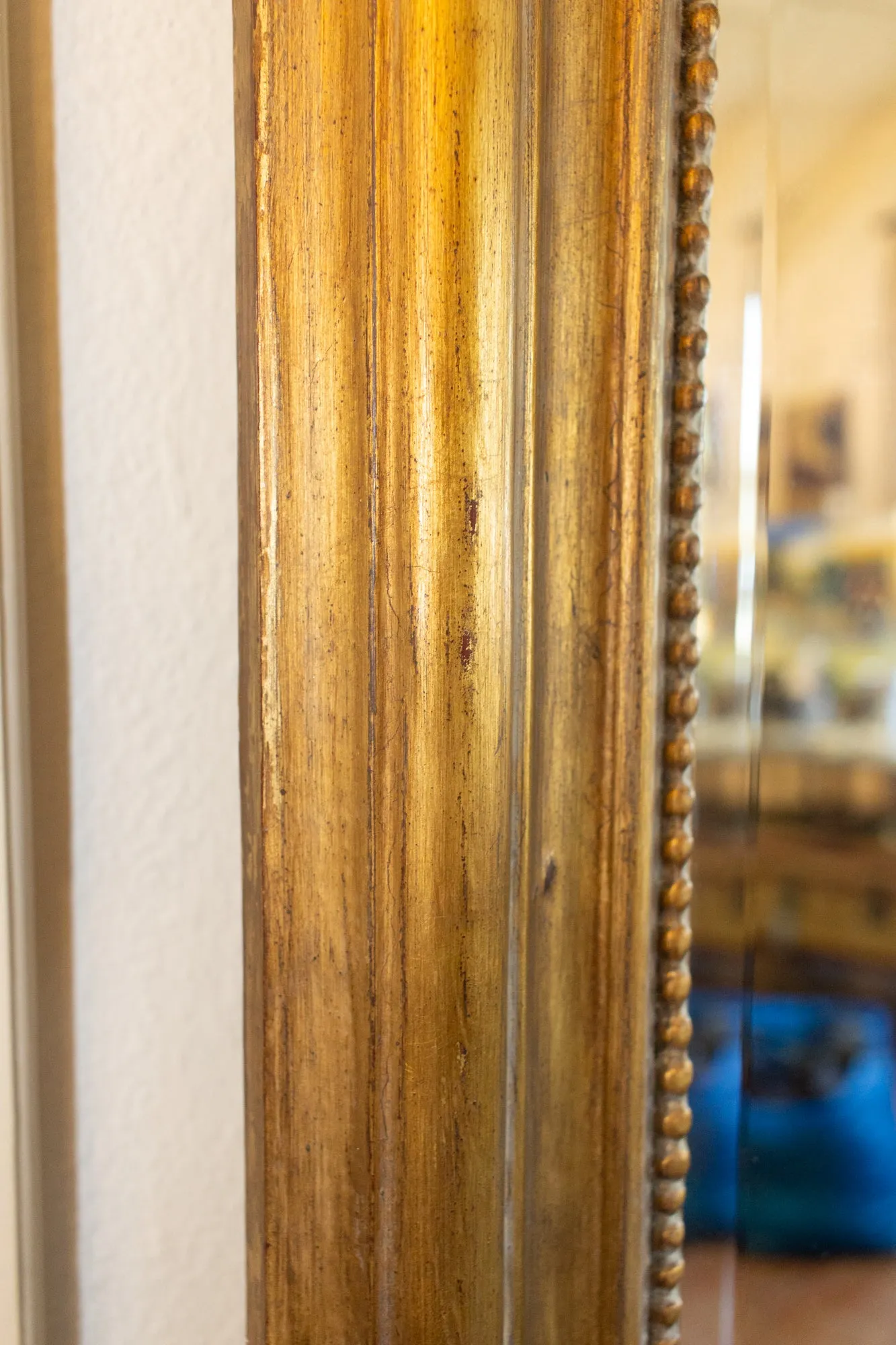 Hand-Carved Napoleon III Style Gilt Louis Philippe Beveled Glass Dressing Mirror