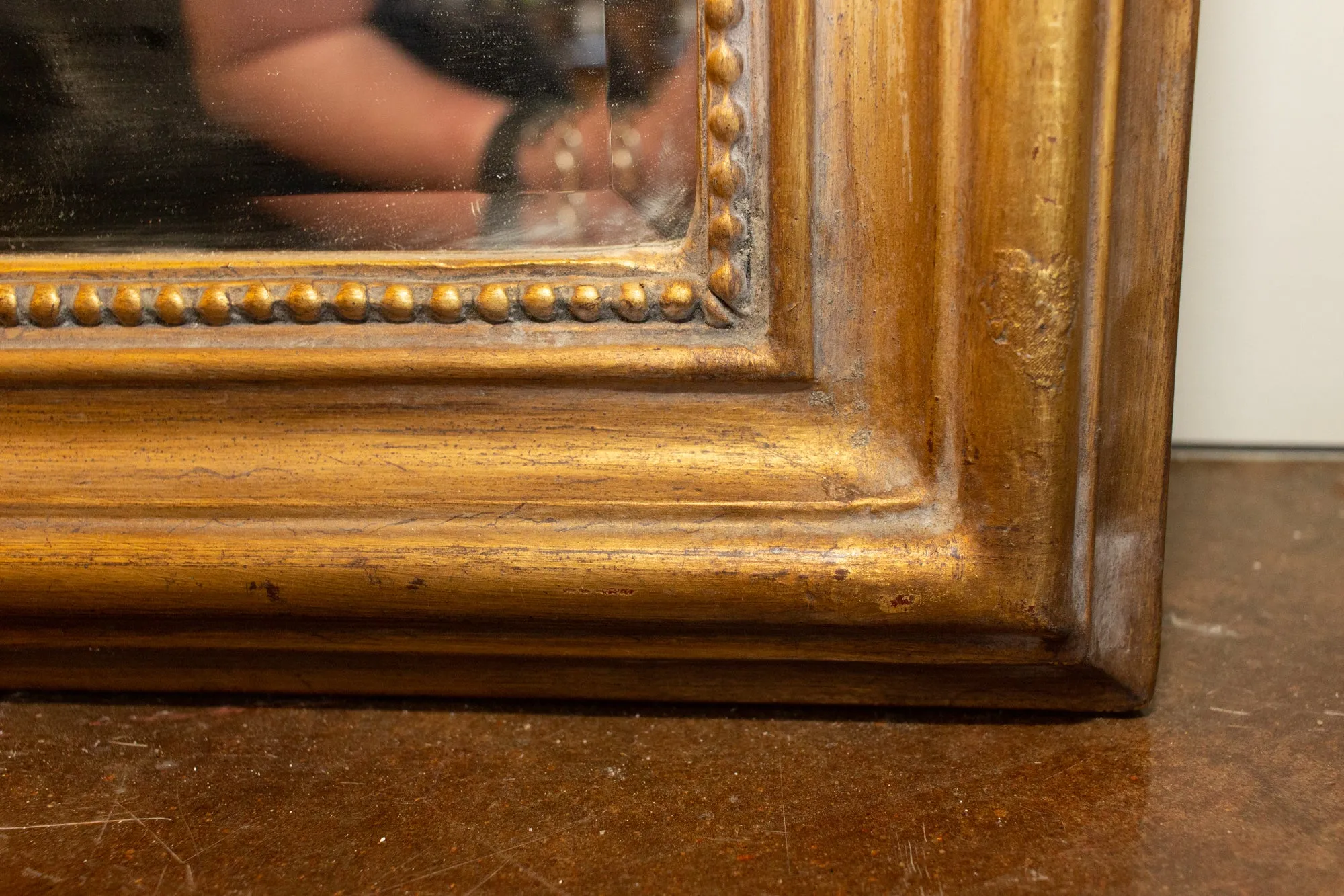 Hand-Carved Napoleon III Style Gilt Louis Philippe Beveled Glass Dressing Mirror
