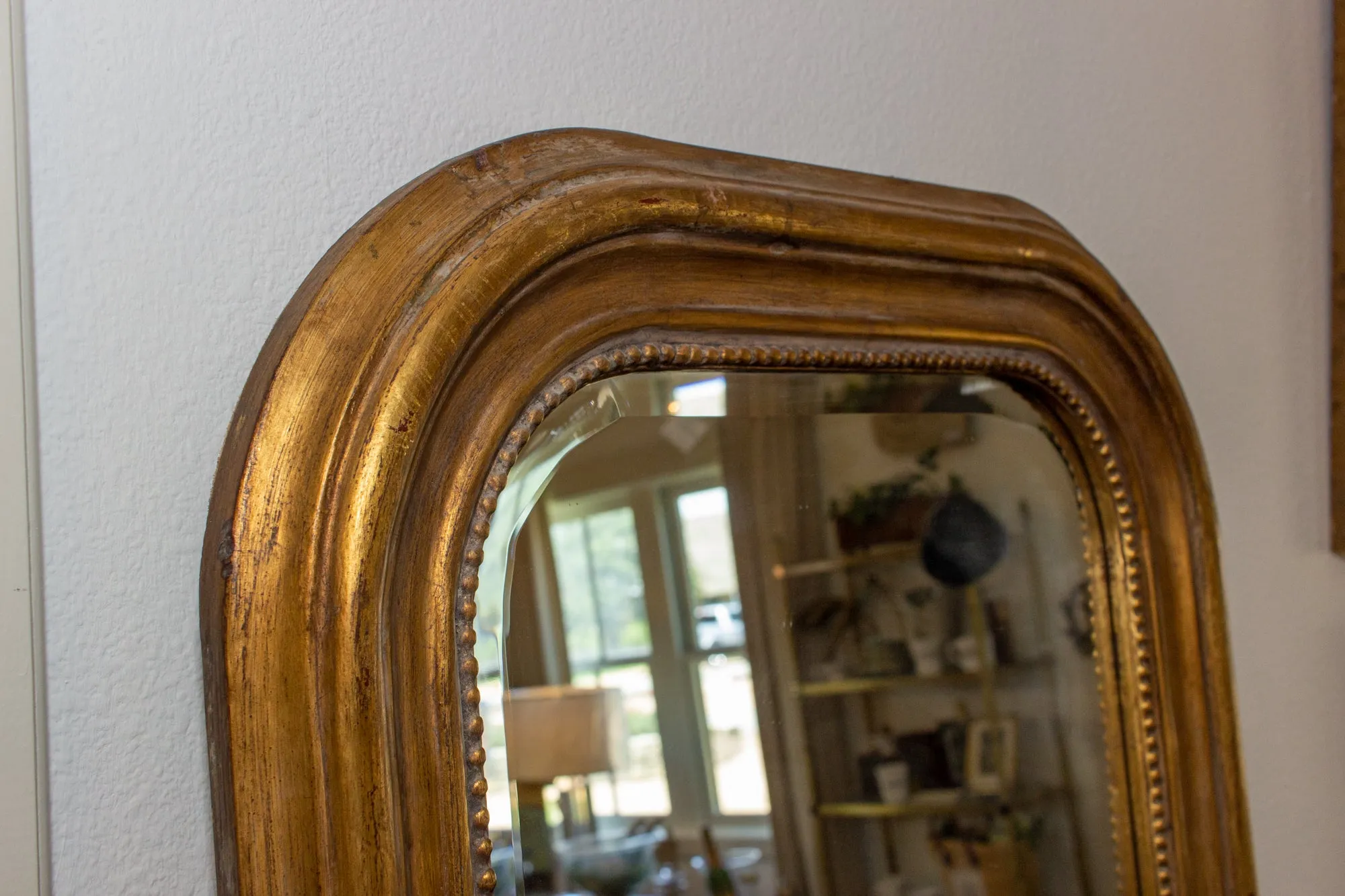 Hand-Carved Napoleon III Style Gilt Louis Philippe Beveled Glass Dressing Mirror