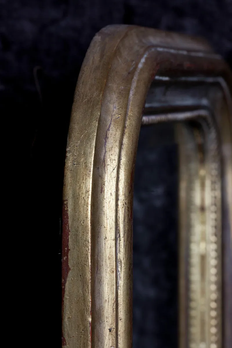 Hand-Carved Napoleon III Style Gilt Louis Philippe Beveled Mirror - Medium