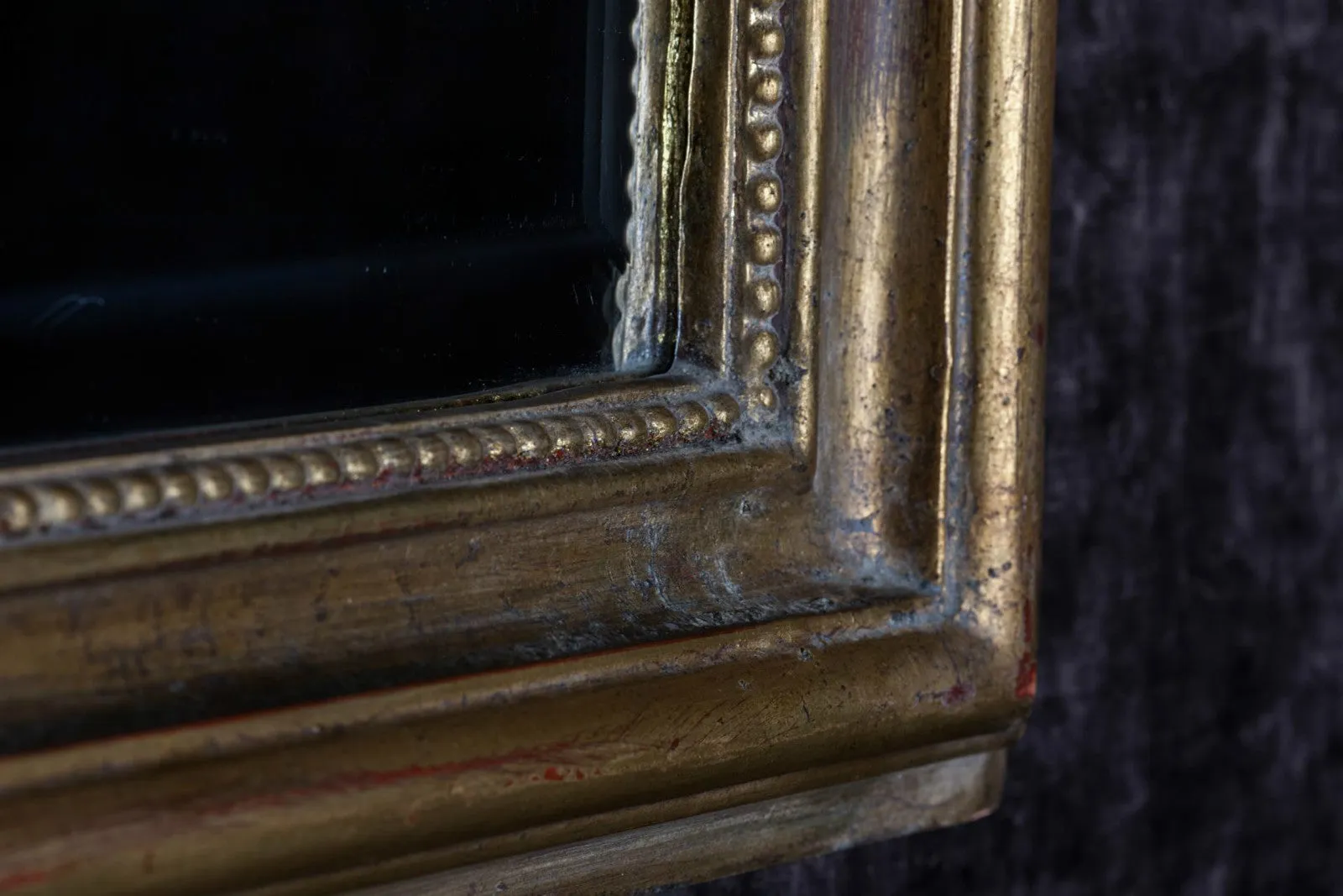 Hand-Carved Napoleon III Style Gilt Louis Philippe Beveled Mirror - Medium