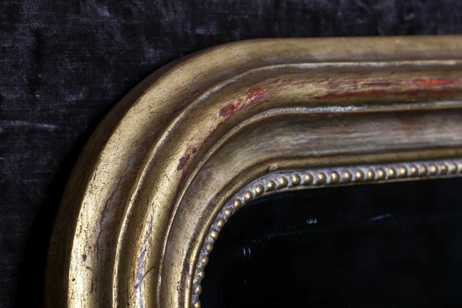 Hand-Carved Napoleon III Style Gilt Louis Philippe Beveled Mirror - Medium