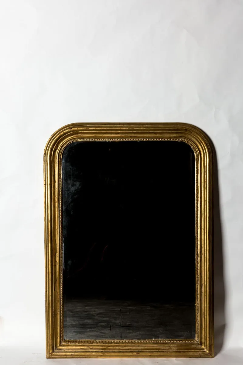 Hand-Carved Napoleon III Style Gilt Louis Philippe Beveled Mirror - Medium