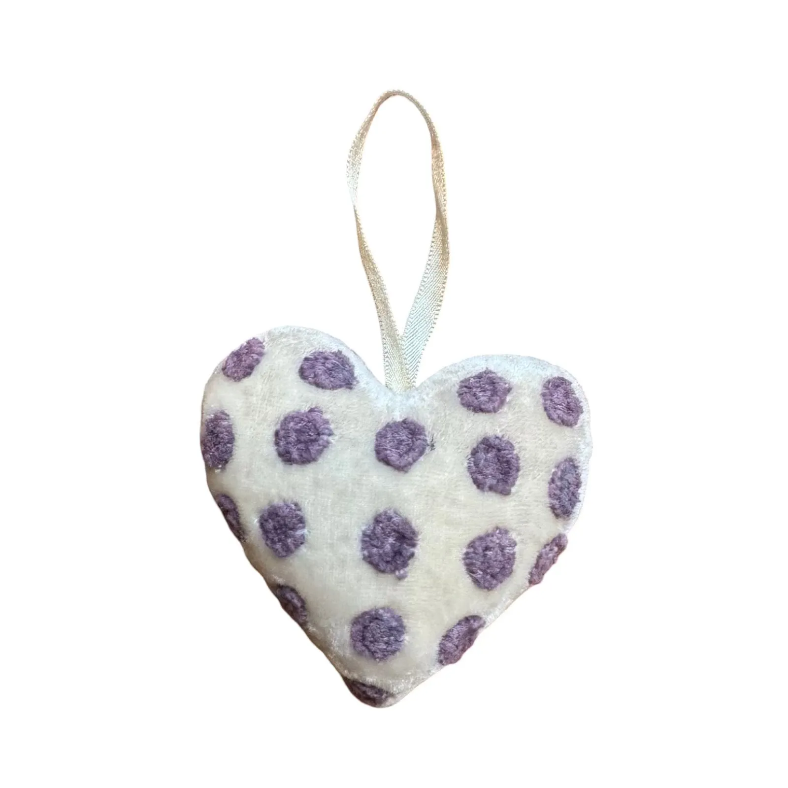 Hand Embroidered Silk Velvet Heart Ornaments