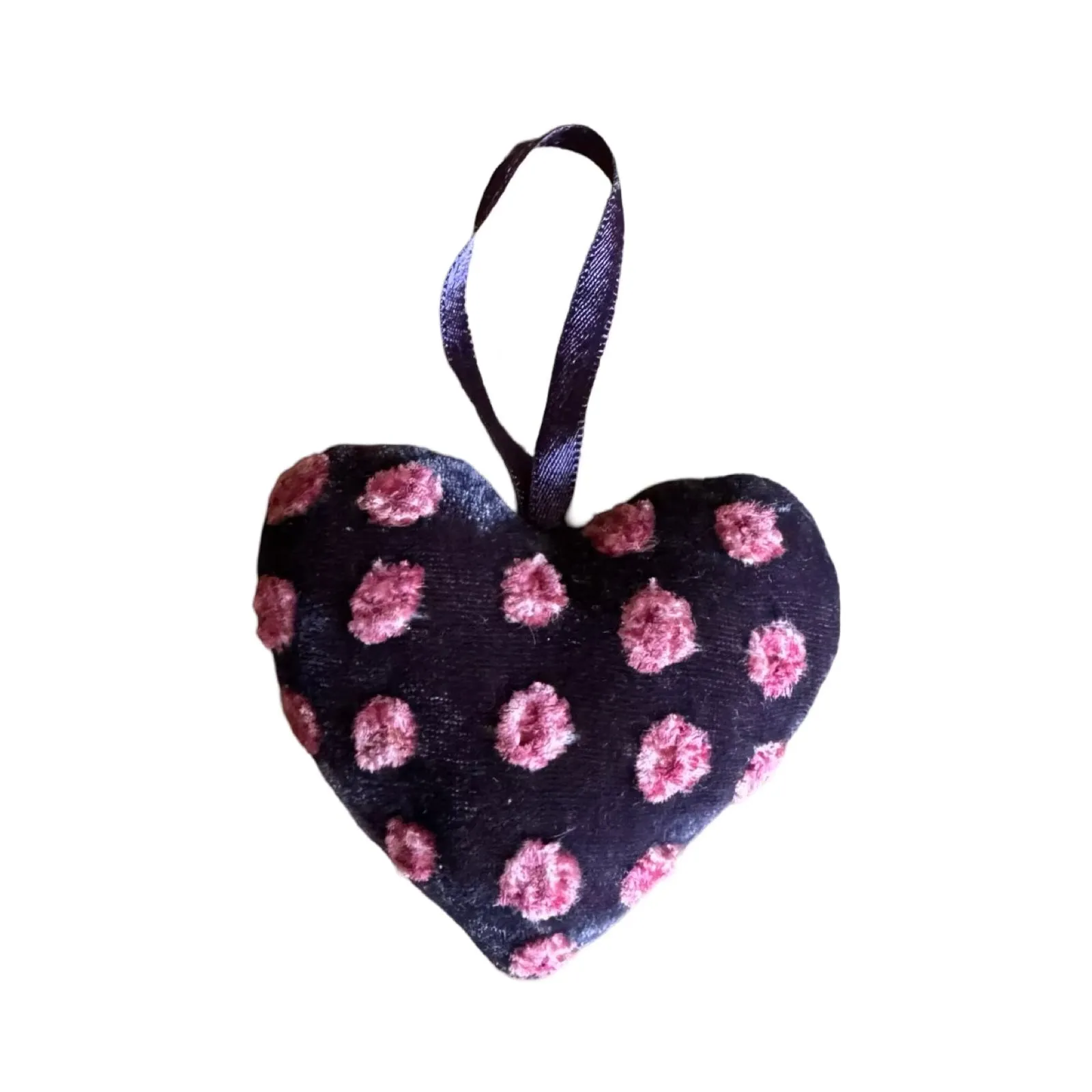 Hand Embroidered Silk Velvet Heart Ornaments