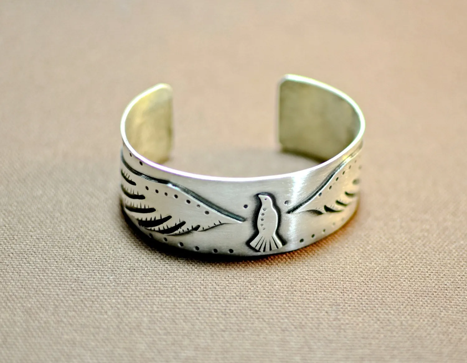 Handcrafted Bird Design Sterling Silver Bracelet