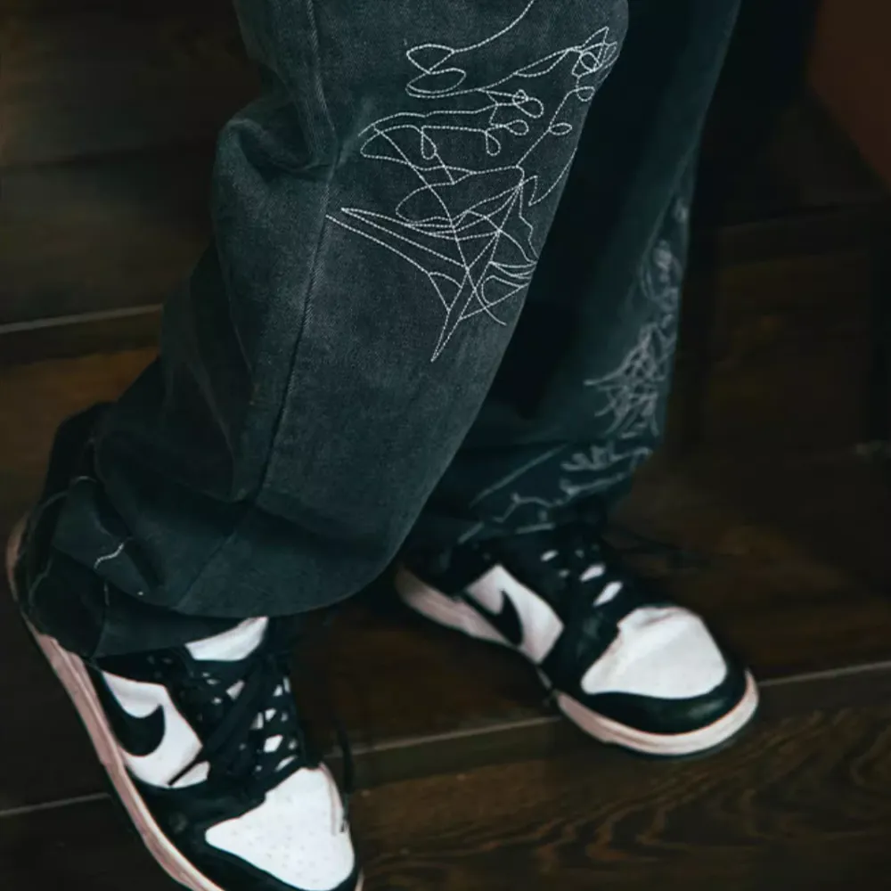 High Street Embroidered Jeans