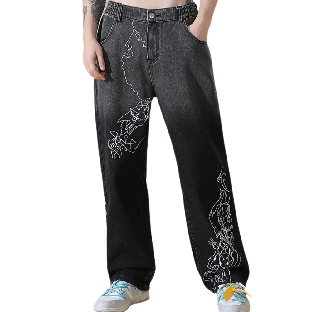High Street Embroidered Jeans