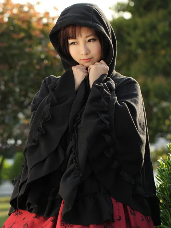 Hooded Lolita Cape With Ruffles