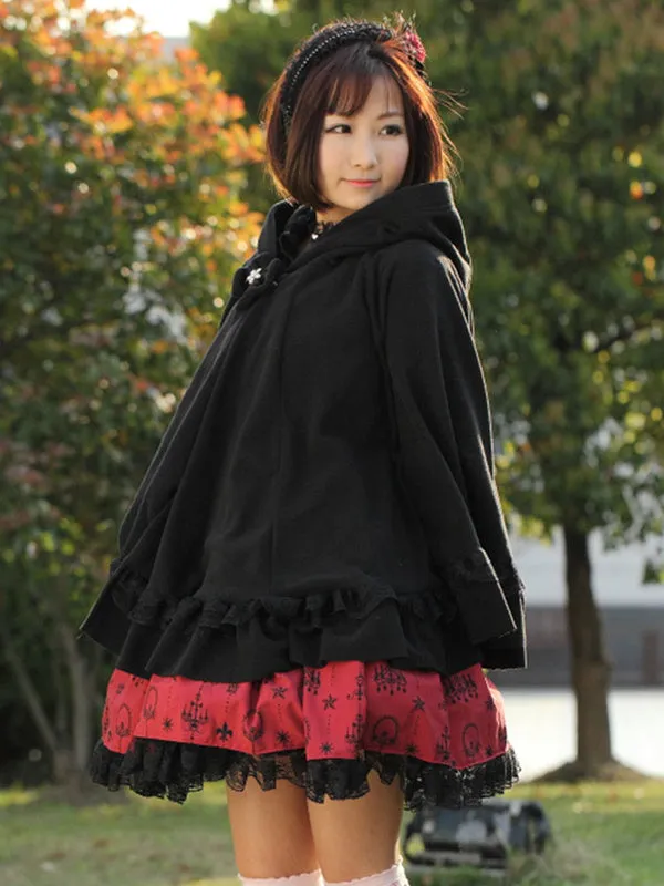Hooded Lolita Cape With Ruffles