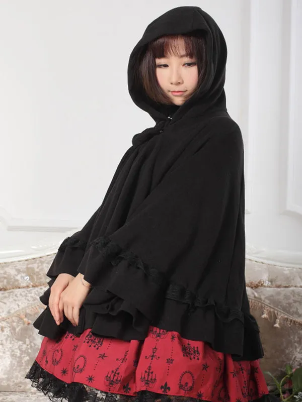 Hooded Lolita Cape With Ruffles