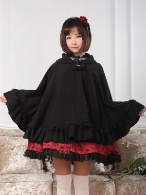 Hooded Lolita Cape With Ruffles