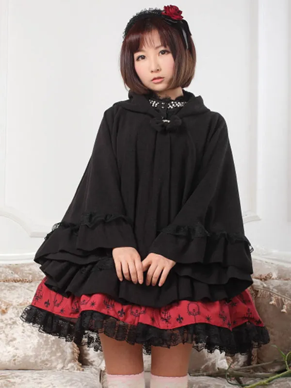 Hooded Lolita Cape With Ruffles