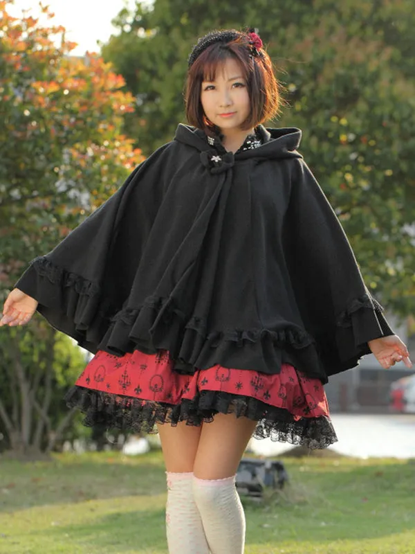 Hooded Lolita Cape With Ruffles