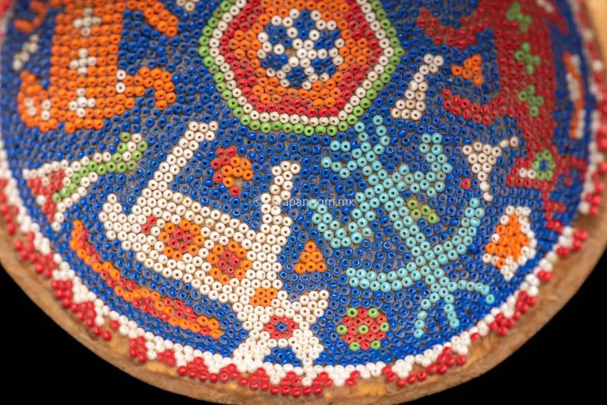 Huichol Art Vintage Beaded Gourd with Deer