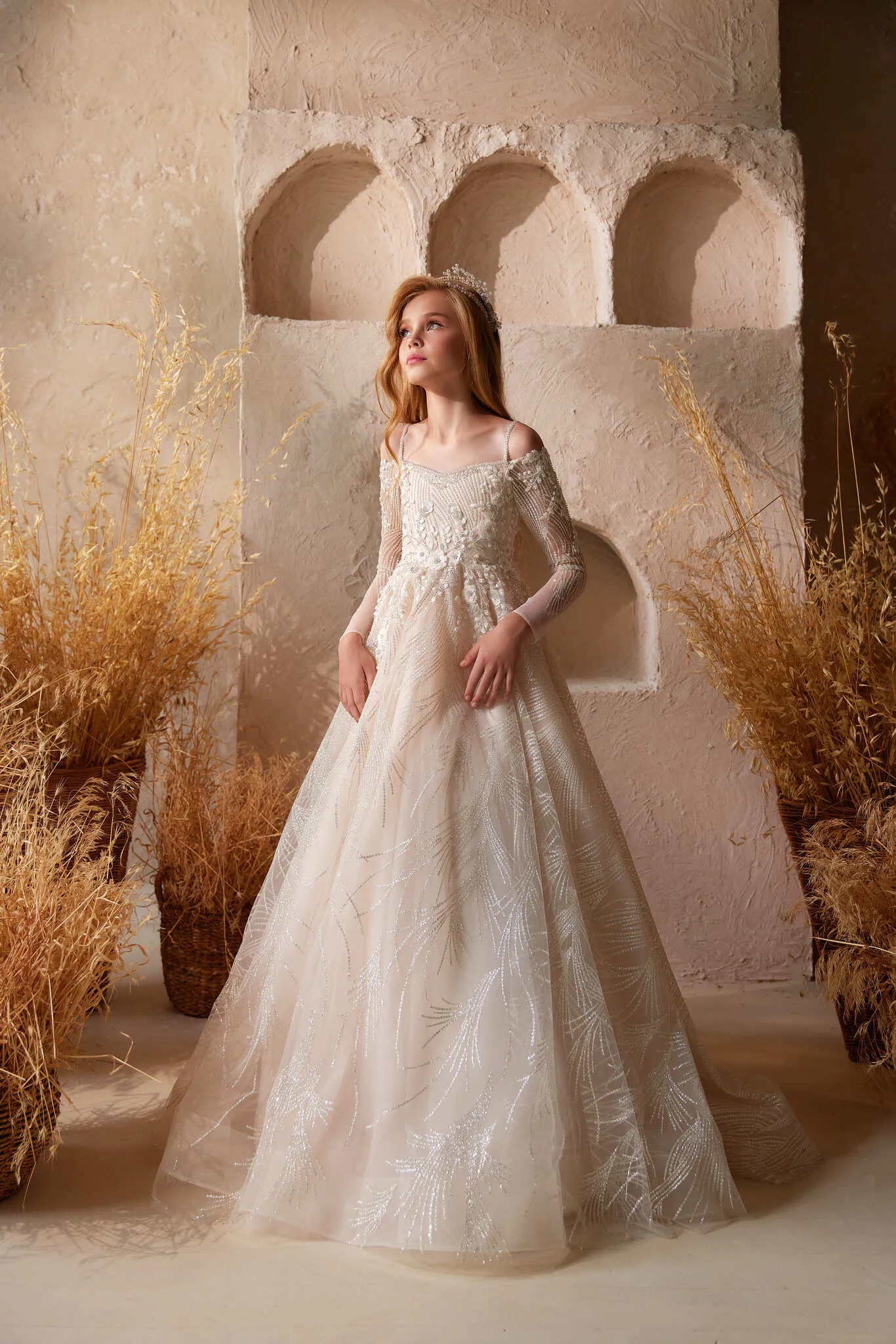 Ivrea Luxury Flower Girl Dress with Detachable Cape