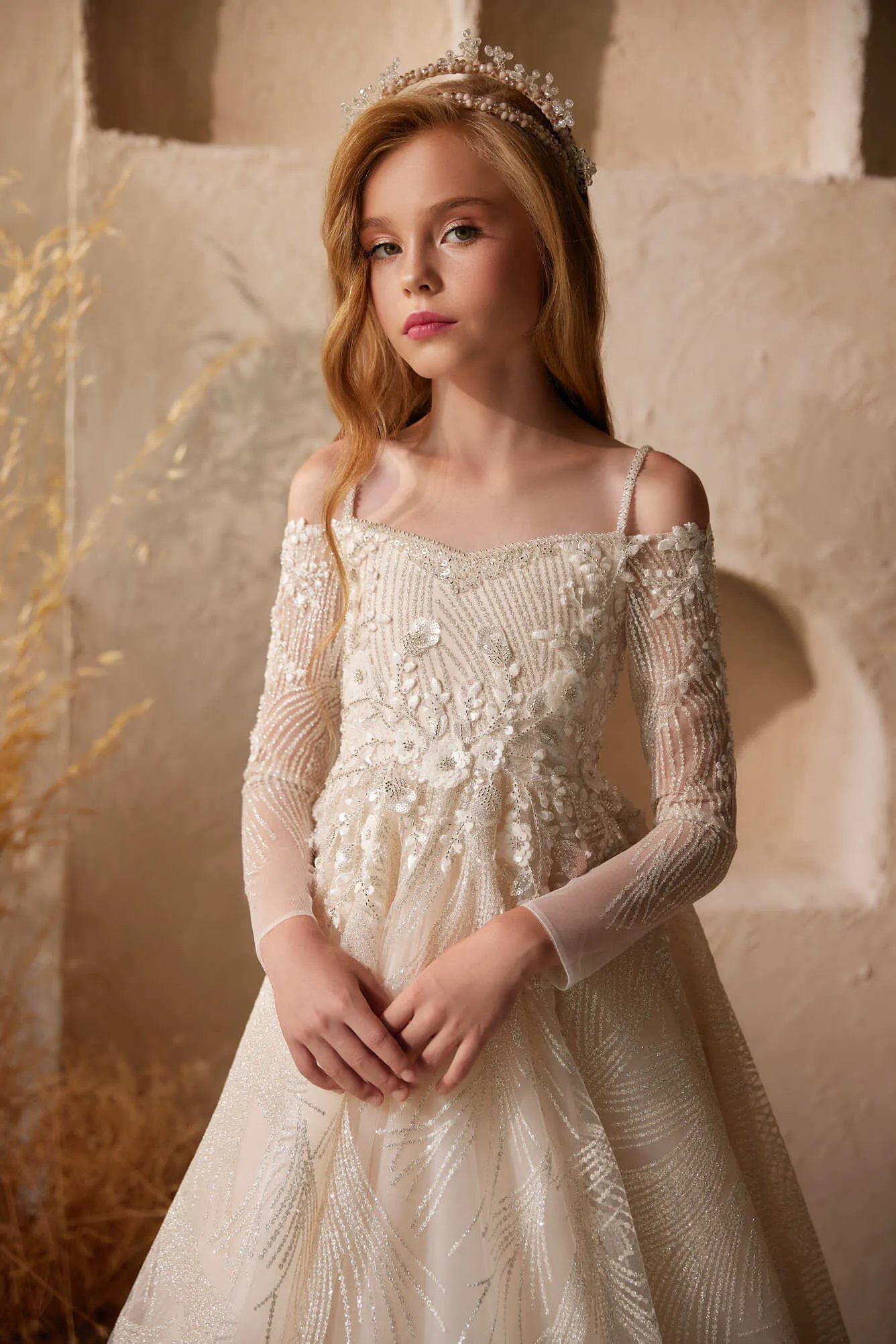 Ivrea Luxury Flower Girl Dress with Detachable Cape