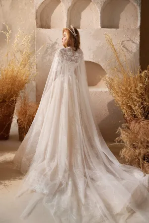 Ivrea Luxury Flower Girl Dress with Detachable Cape