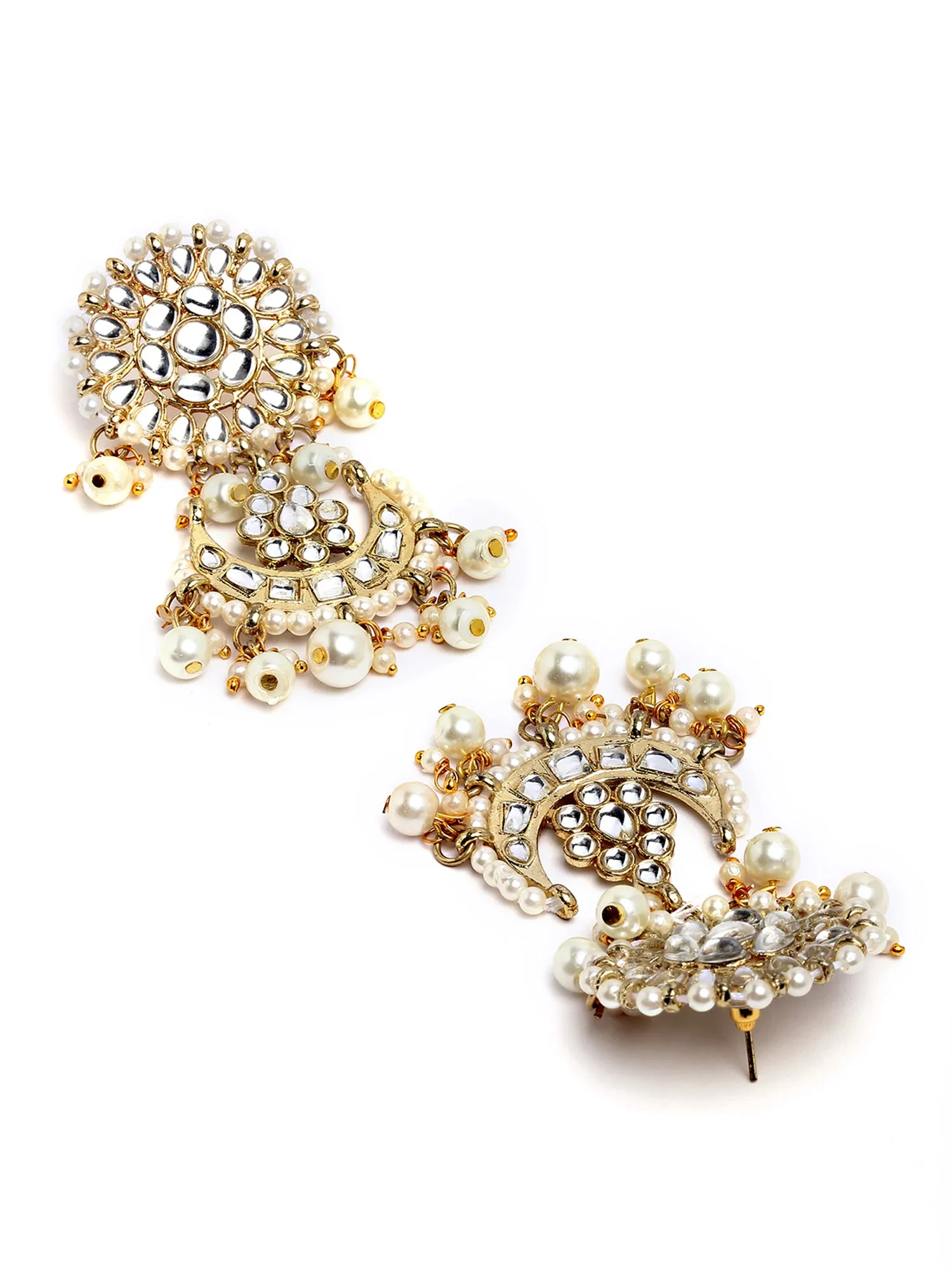 Karatcart Gold Plated Pearl Beaded Kundan Choker Necklace Set for Women