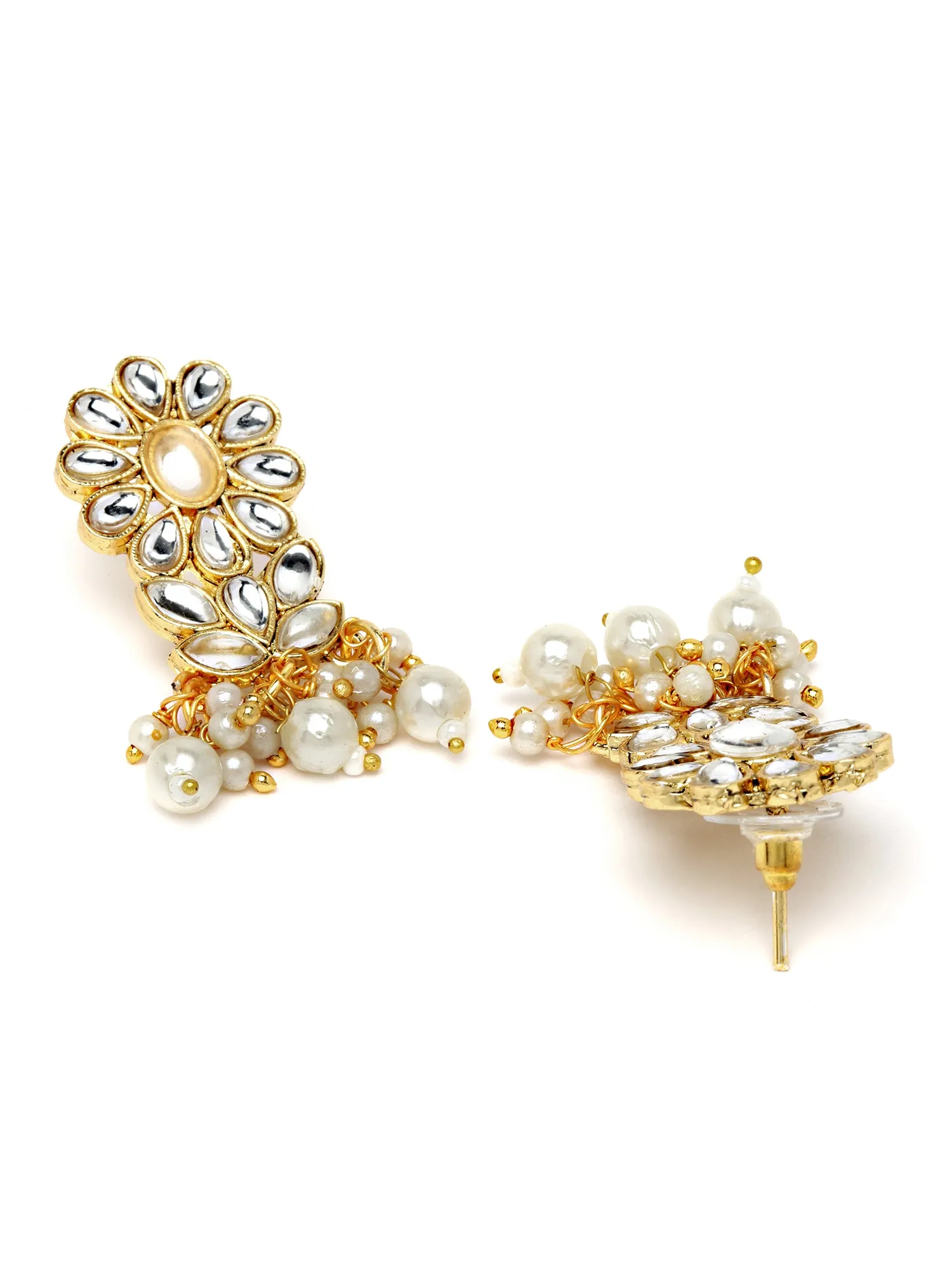 Karatcart Gold Plated Pearl Beaded Kundan Choker Necklace Set
