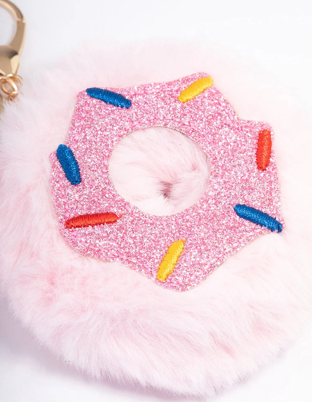 Kids Pink Fabric Donut Key Ring