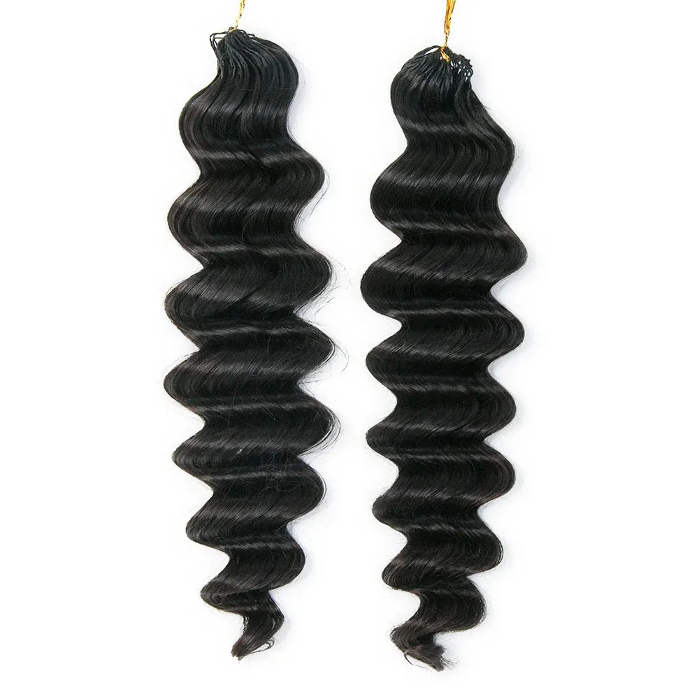 Knotless Pre-Separated Feather Crochet Hair Extension Loose Deep Wave Human Hair