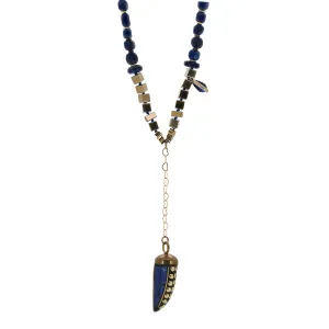 Lapis Lazuli Stone Beaded Lucky Cornicello Necklace
