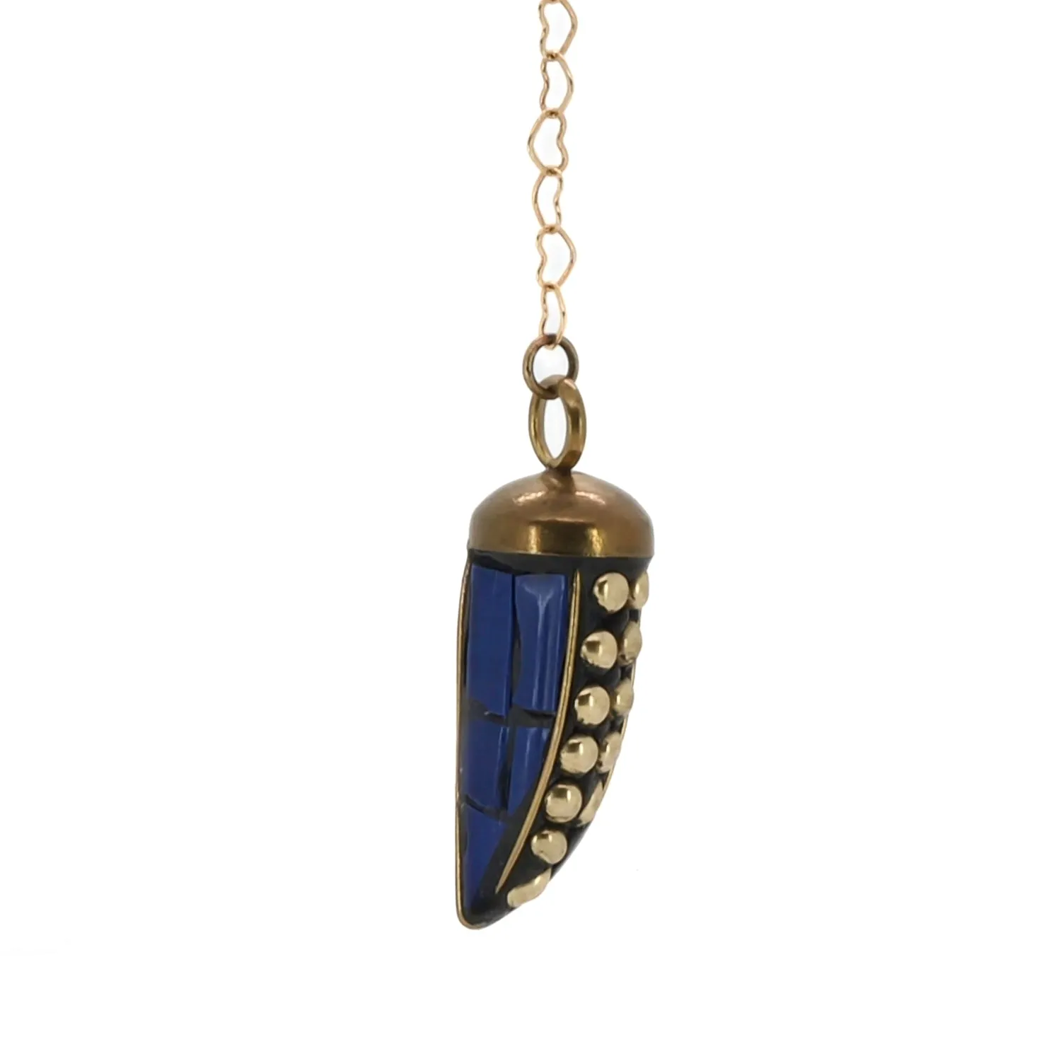 Lapis Lazuli Stone Beaded Lucky Cornicello Necklace