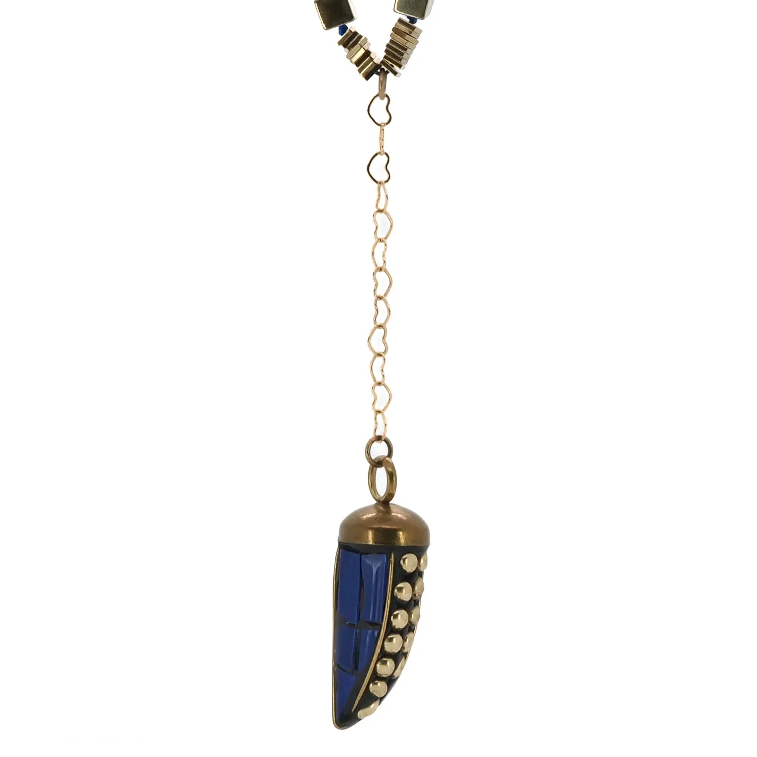Lapis Lazuli Stone Beaded Lucky Cornicello Necklace