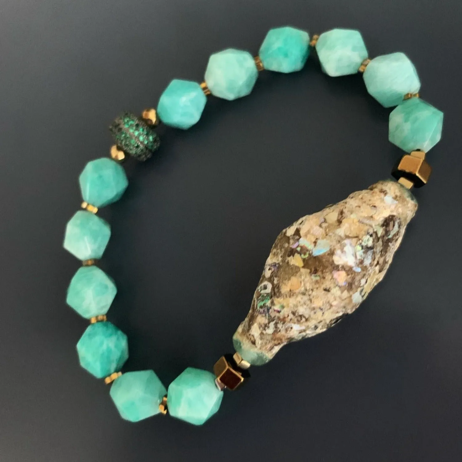 Larimar Stone & Mystic Gloss Beaded Bracelet