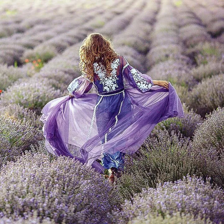 Lilac tulle embroidered dress