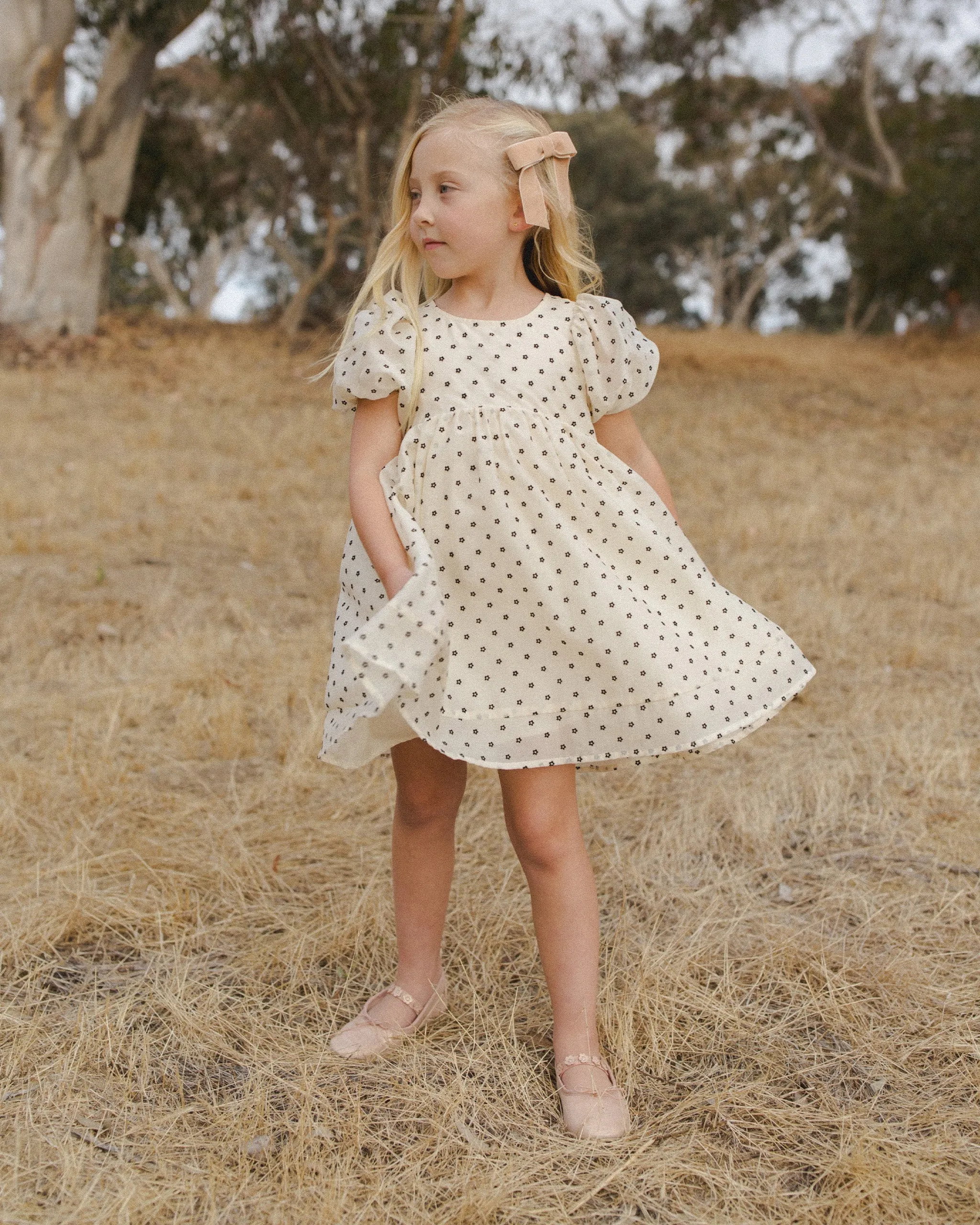Luna Dress | Flocked Daisy Natural