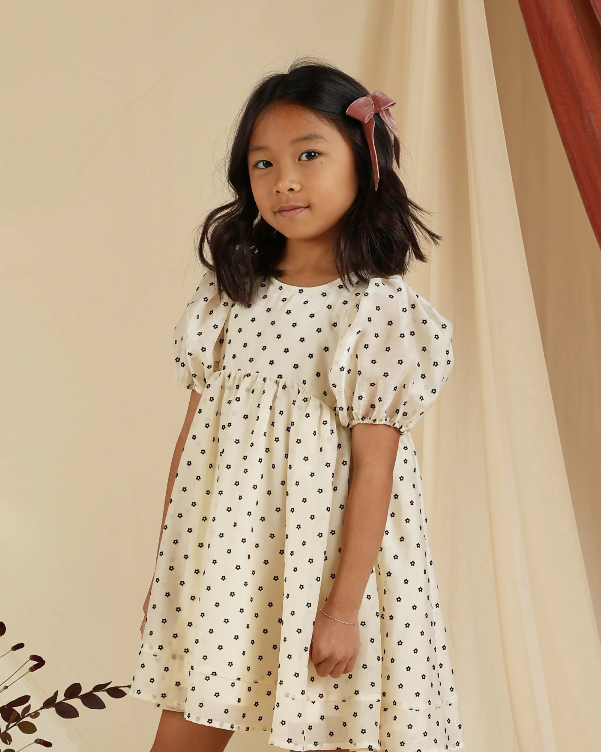 Luna Dress | Flocked Daisy Natural