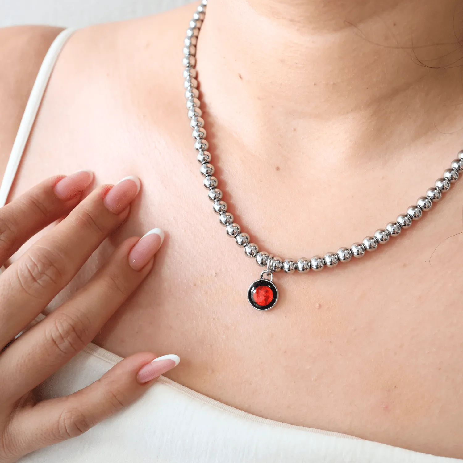Lunar Eclipse Luxe Steel Beaded Necklace