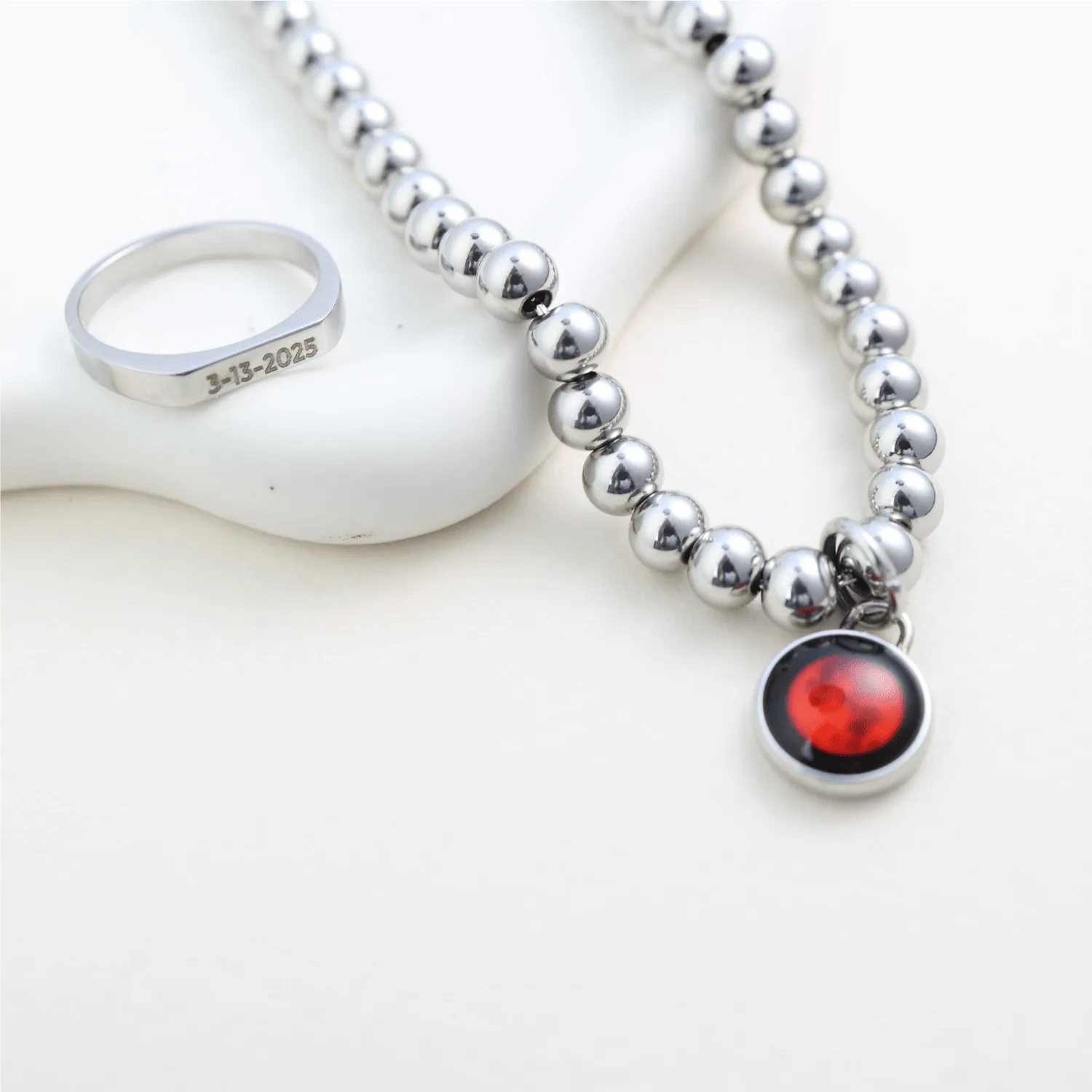 Lunar Eclipse Luxe Steel Beaded Necklace