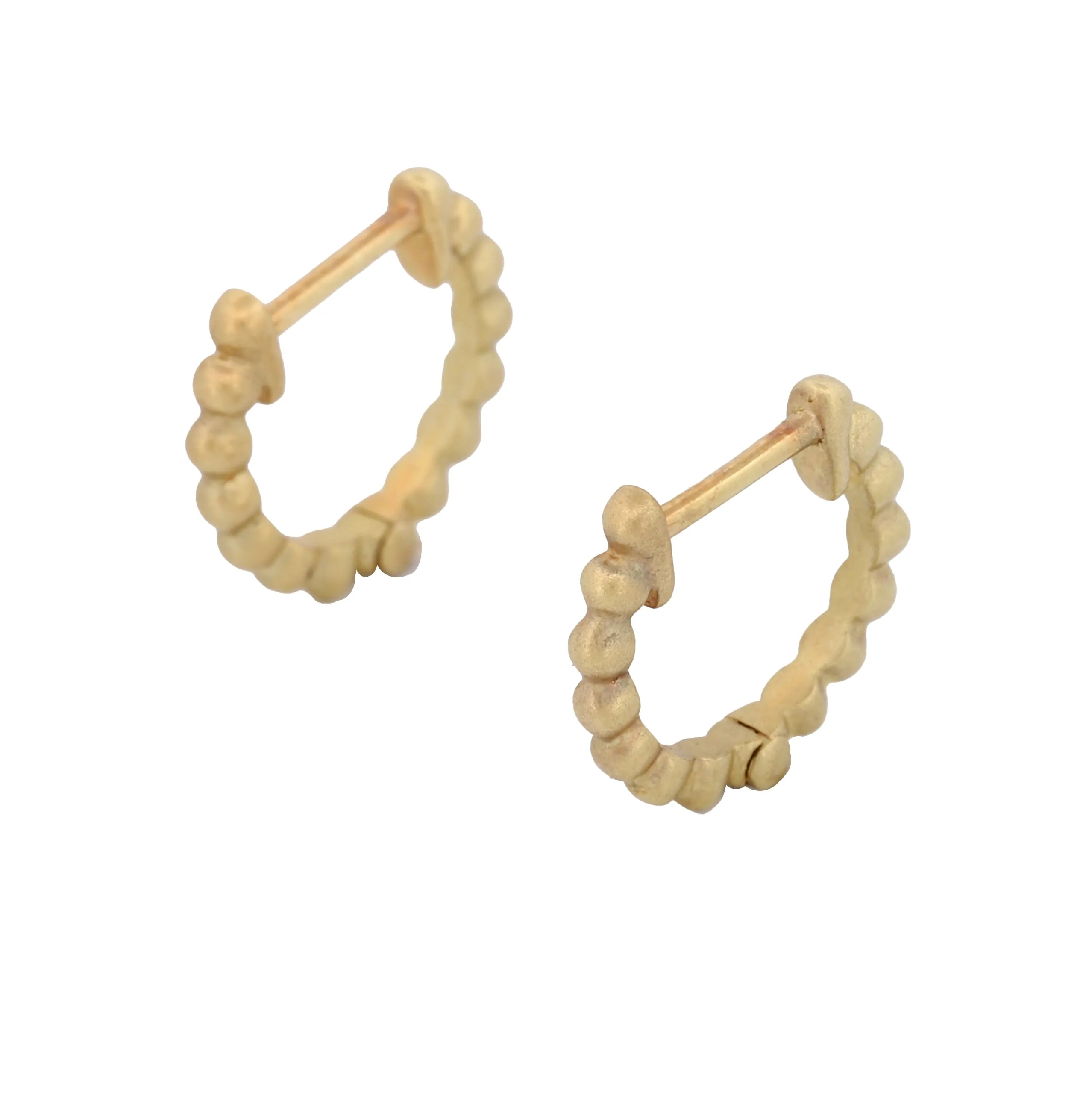 Meira T Beaded Huggie Hoop Earrings in 14k Yellow Gold