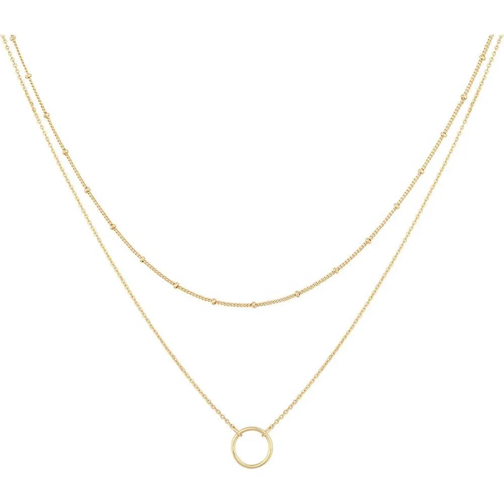 MEVECCO Layered Heart Necklace Pendant Handmade 18k Gold Plated Dainty Gold Choker Arrow Bar Layering Long Necklace for Women | Multiple Colors and Sizes