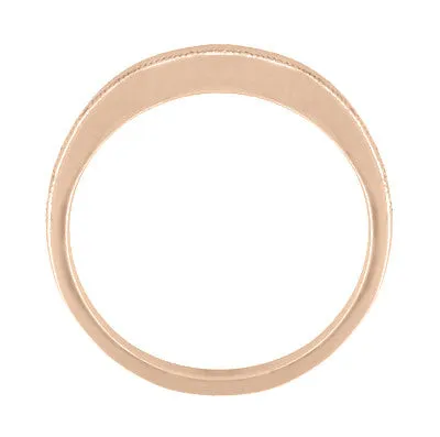Millgrain Edge Curved Wedding Band in 14 Karat Rose ( Pink ) Gold