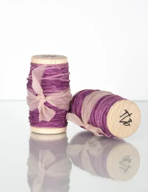 Mottled Purple Spun Silk Ribbon Twine