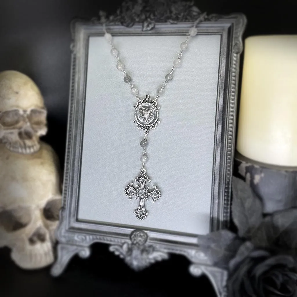 Mystic Gray Rosary Necklace
