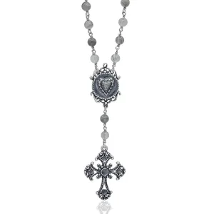 Mystic Gray Rosary Necklace